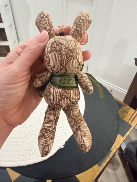 Keychain Bunny Plush Bag Charm Brown Logo Monogram Rabbit - NEW Purse Accessory main image 4
